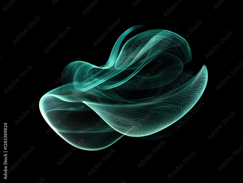 Fototapeta premium Abstract Light Wave Composition: A Dance of Fluid Forms and Light on a Dark Background