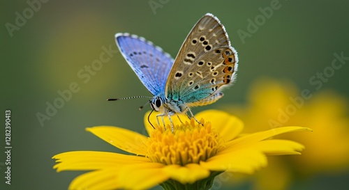 High-resolution macro shot of a butterfly resting on a blooming flower