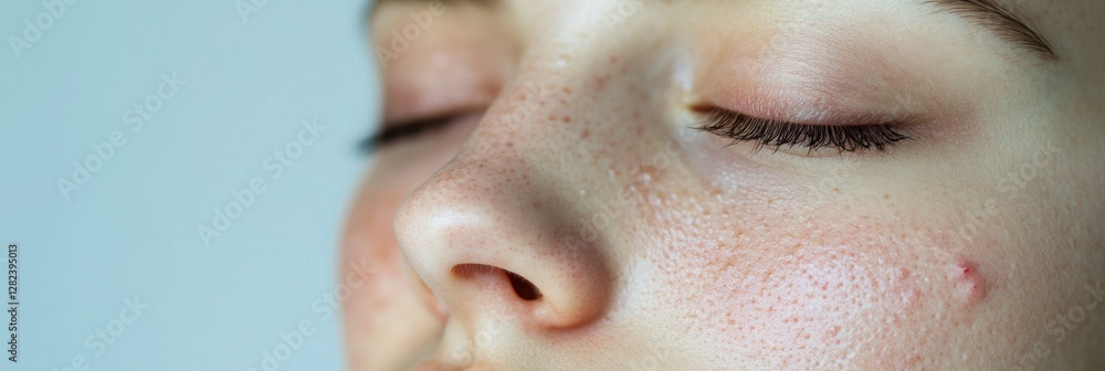 Fototapeta premium Comparison of acne prone skin and flawless radiant skin in dermatological study. Generative AI