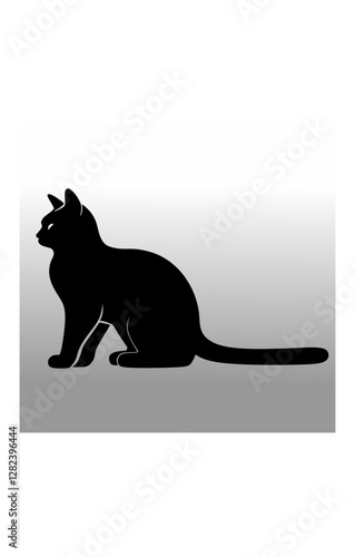 Vector Silhouette Loyal Cat Awaits