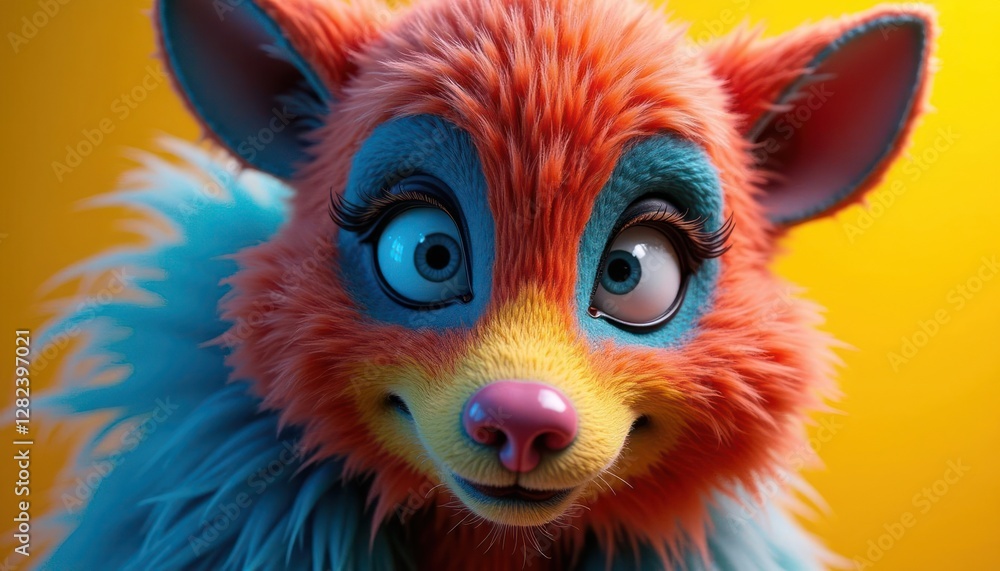 Vibrant Furry Creature Digital Art: A Playful 3D Render of a Colorful Fox Vibrant Furry Creature Digital Art: A Playful 3D Render of a Colorful Fox