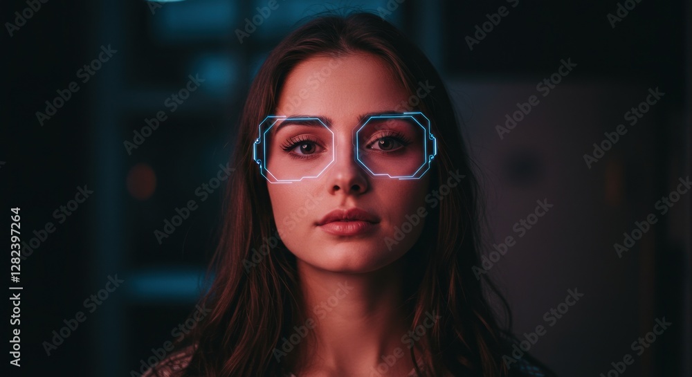 Futuristic Woman with Digital Overlay Futuristic Woman with Digital Overlay