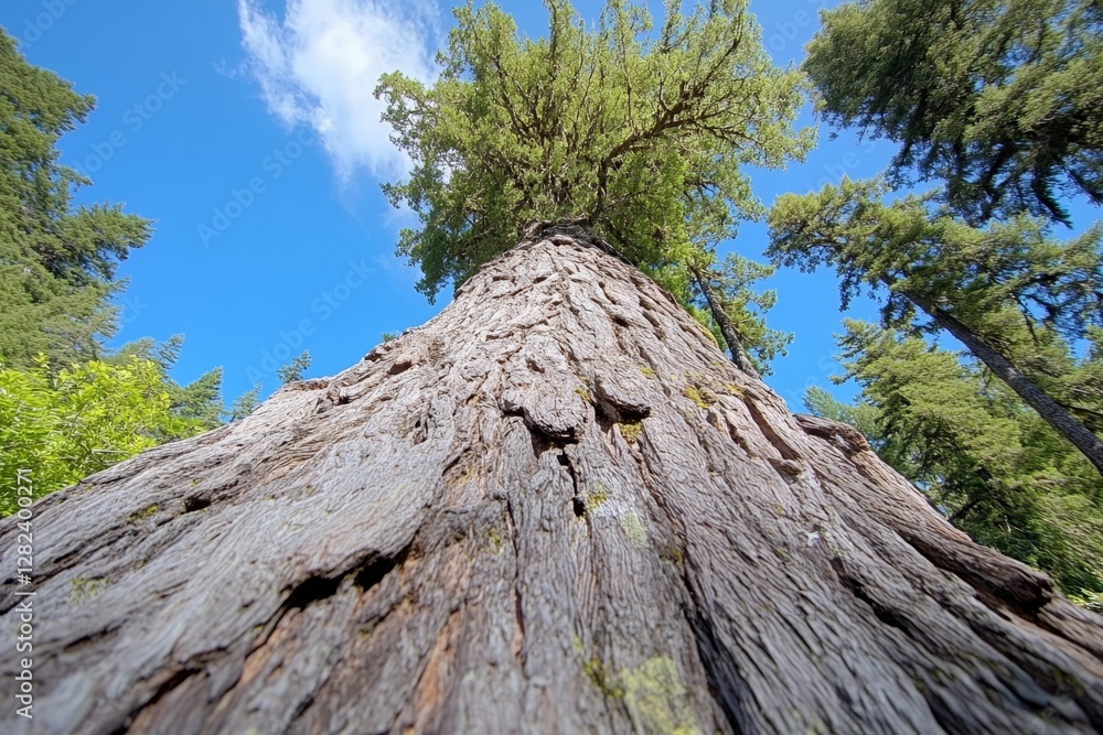 Low angle view of trees in Redwood National and State Parks Low angle view of trees in Redwood National and State Parks