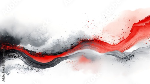Abstract Red Black Grey Wave Art Painting