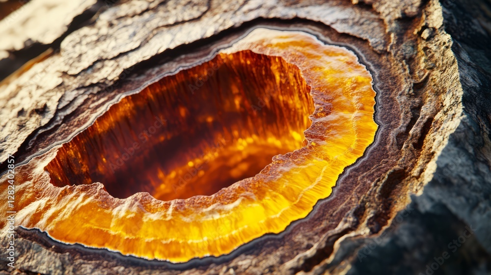 Obraz premium Glowing molten layers of Earth's core reveal intricate patterns, showcasing the dynamic forces shaping our planet.