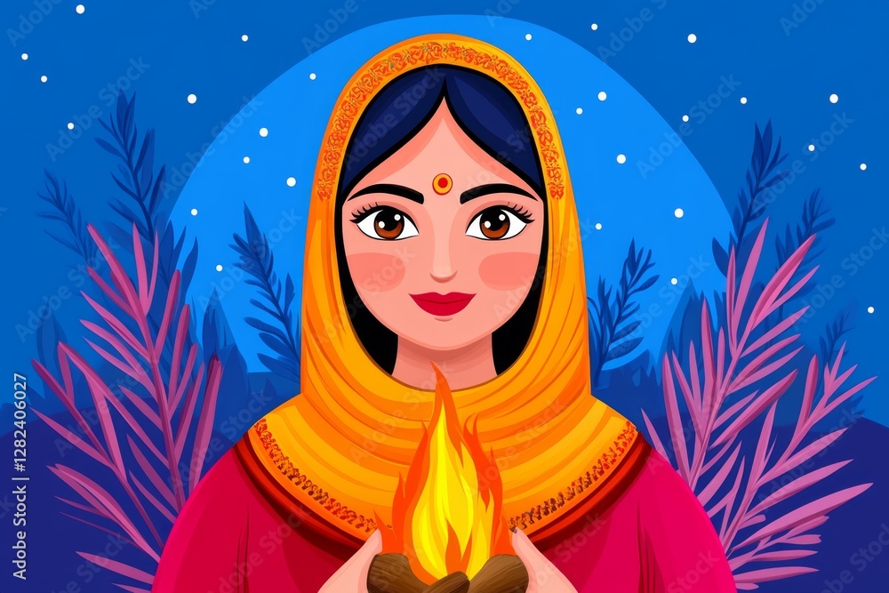 llustration of Happy Lohri festival of Punjab India background with gradient color concept llustration of Happy Lohri festival of Punjab India background with gradient color concept