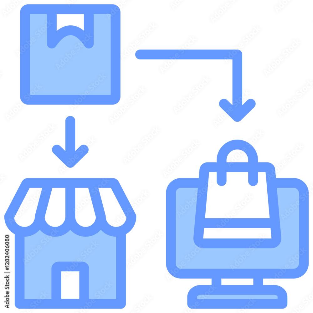 Multi Channel Distribution Lineal Blue Icon Multi Channel Distribution Lineal Blue Icon