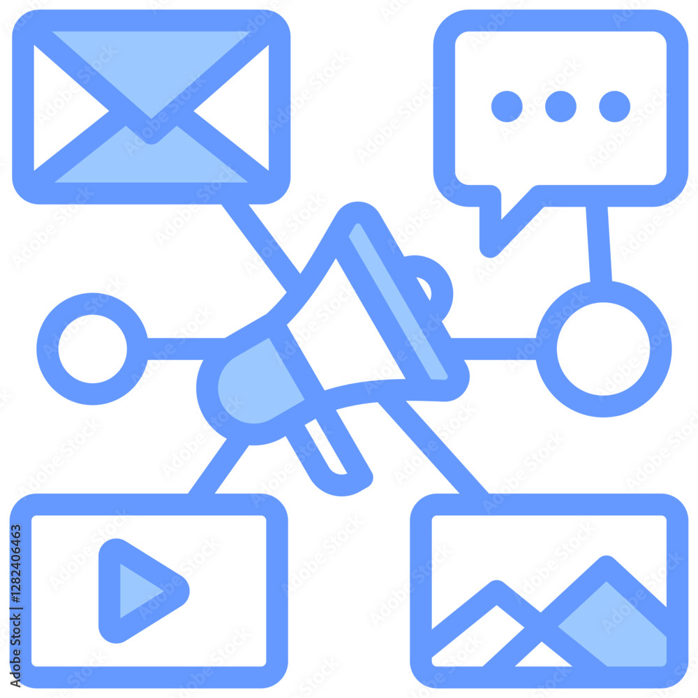 Promotions Through Channel Lineal Blue Icon Promotions Through Channel Lineal Blue Icon