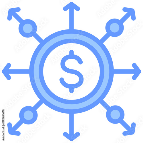 Cost Effective Distribution Lineal Blue Icon