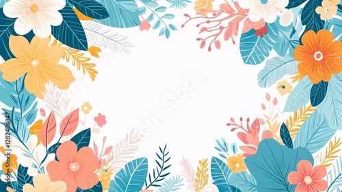Beautiful floral arrangement with assorted colors and leaves in the corners