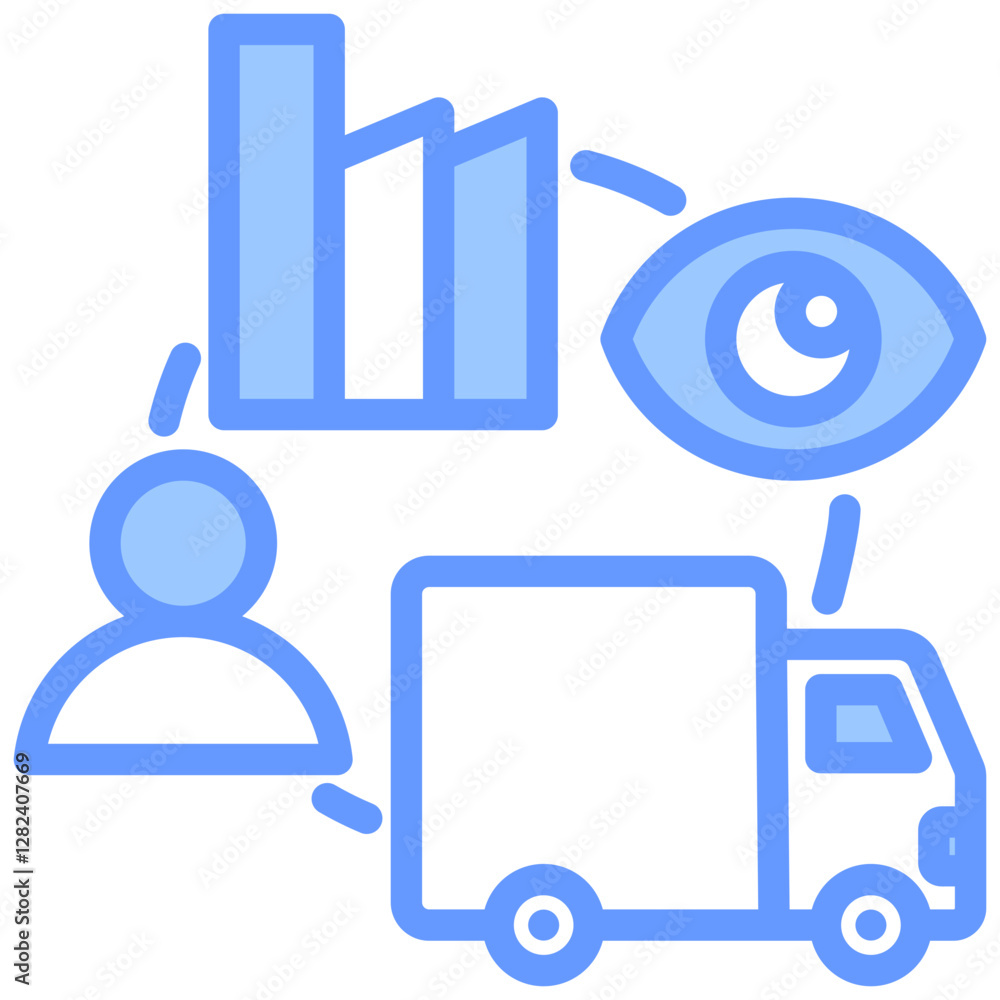 Supply Chain Visibility Lineal Blue Icon Supply Chain Visibility Lineal Blue Icon