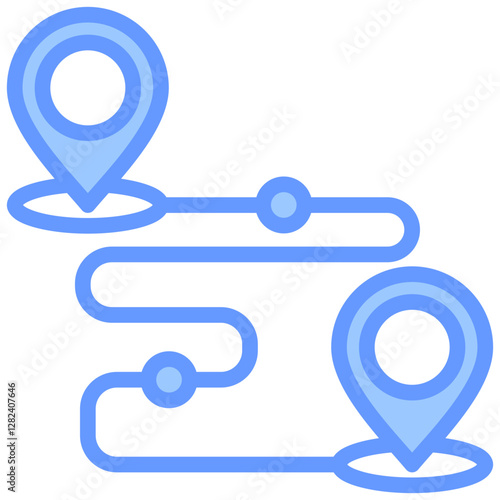 Route Planning Lineal Blue Icon