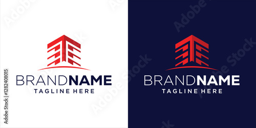Creative Letter T Logo Design With Abstract Building, Design Inspiration, Illustration, Vector