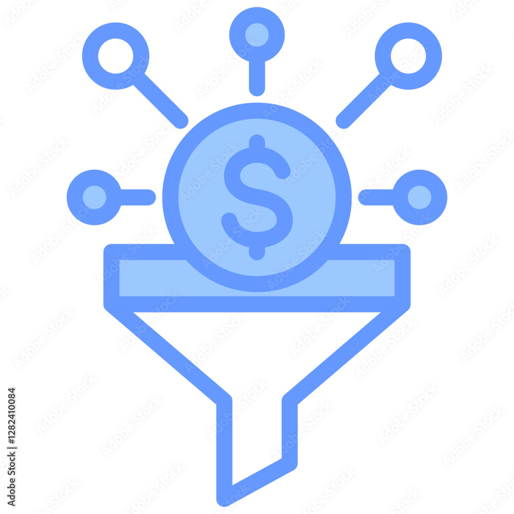 Affiliate Sales Funnel Lineal Blue Icon Affiliate Sales Funnel Lineal Blue Icon