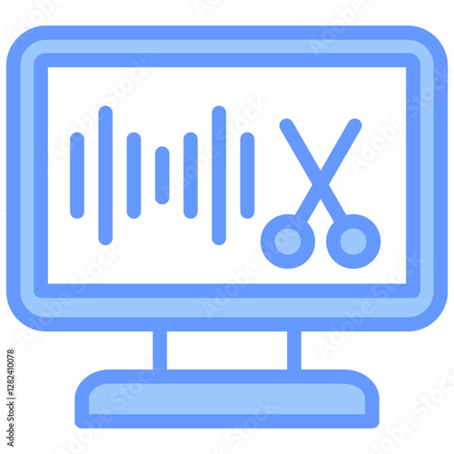 Audio Editing Lineal Blue Icon