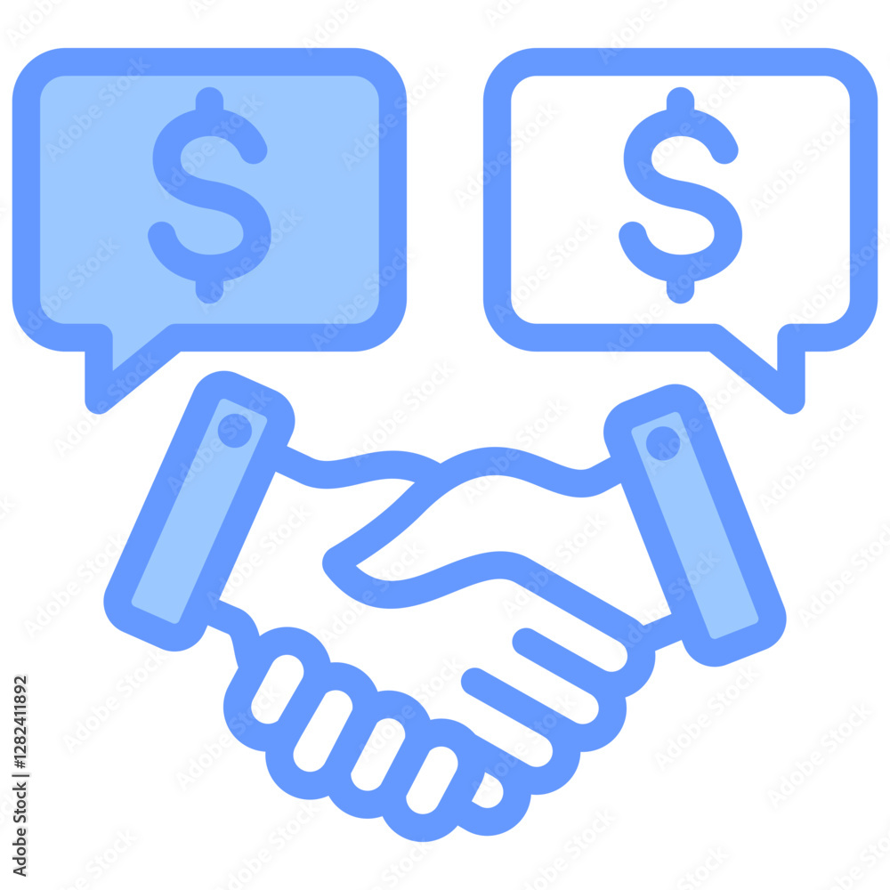 Price Negotiation Lineal Blue Icon Price Negotiation Lineal Blue Icon