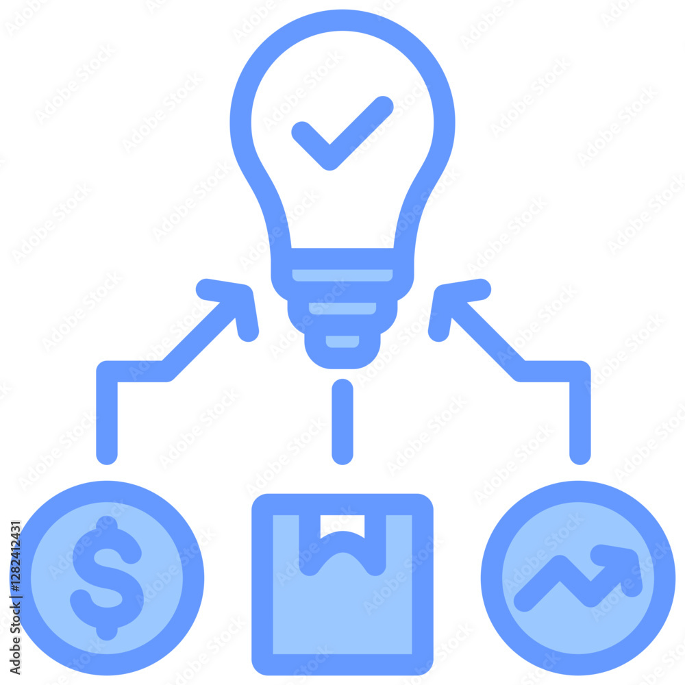 Sourcing Strategy Lineal Blue Icon Sourcing Strategy Lineal Blue Icon