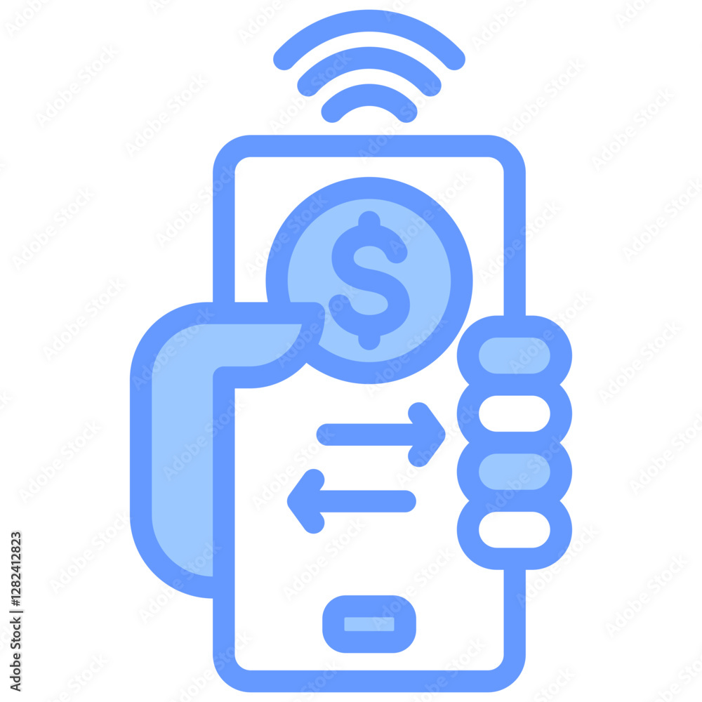 Electronic Funds Transfer Lineal Blue Icon Electronic Funds Transfer Lineal Blue Icon