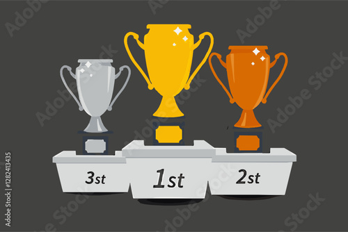 Gold, Silver, and Bronze Winners Cups