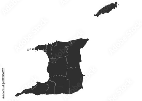 Fotografie vector map of trinidad and tobago country with black and white theme color