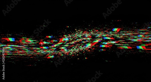 Dynamic and colorful abstract visual with digital distortion effects.