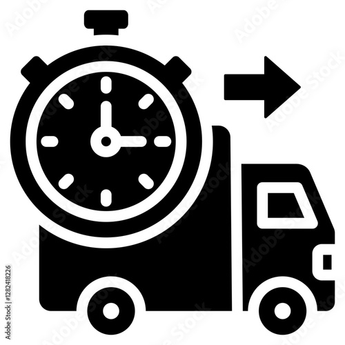 On Time Delivery Solid Black Icon