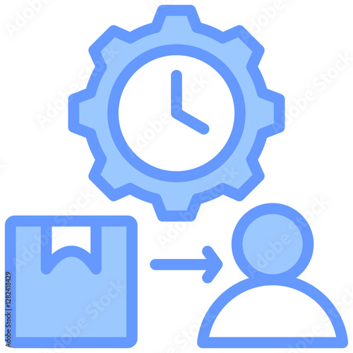 Lead Time Management Lineal Blue Icon