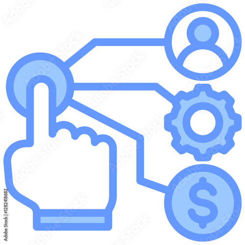 Resource Planning Lineal Blue Icon
