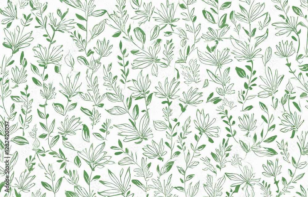 Naklejka premium グリーン花柄の背景