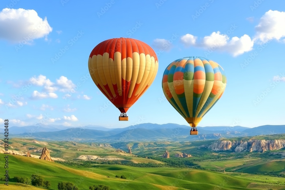 Fototapeta premium Hot air balloons flying over spectacular CappadociaTurkey
