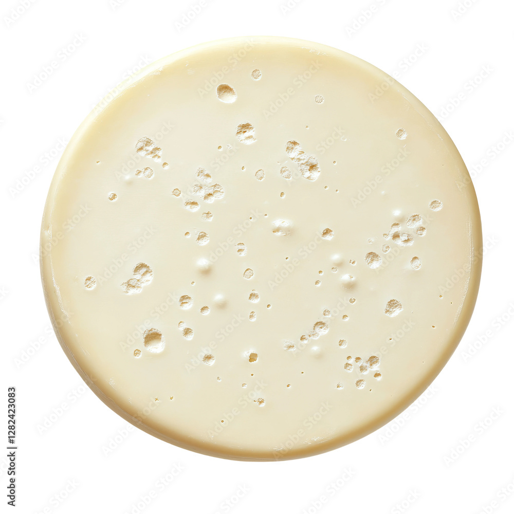 emental cheese circle, top view, white background emental cheese circle, top view, white background