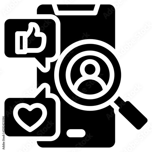 Social Media Recruiting Solid Black Icon