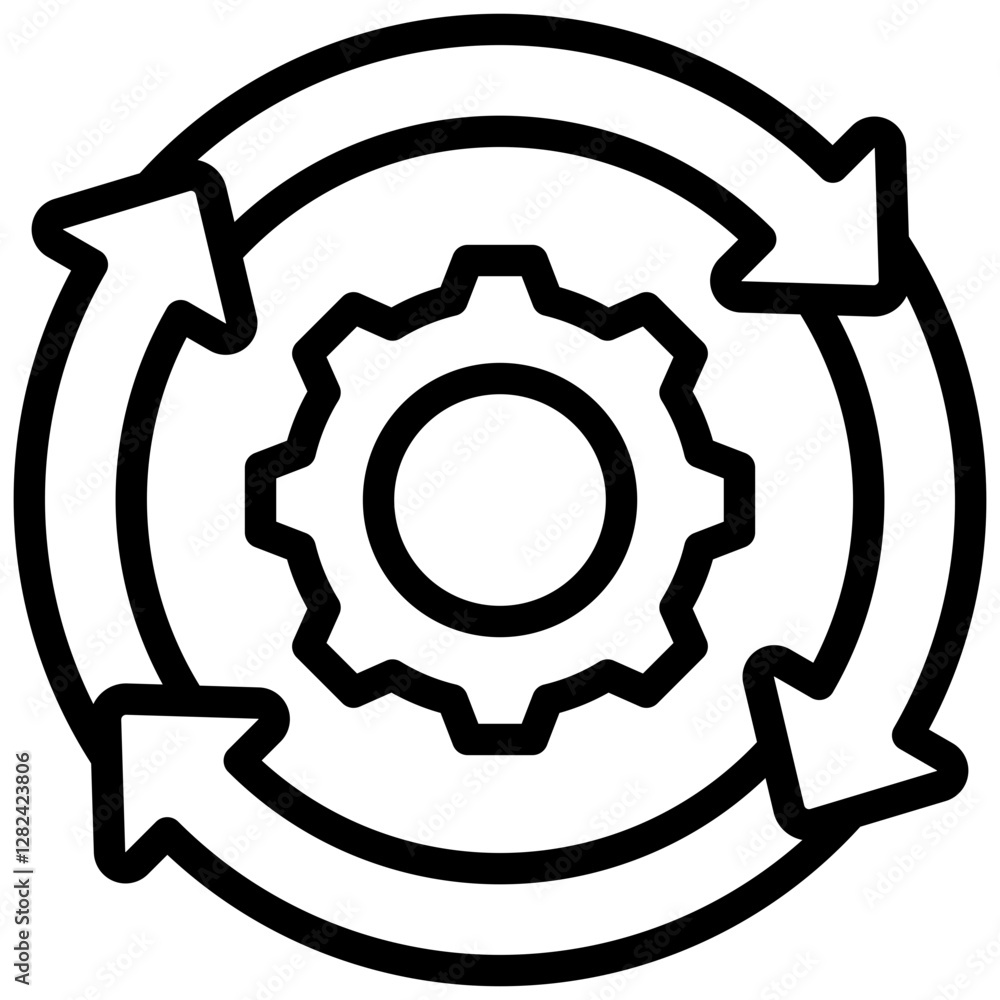 Process Management Outline Icon Process Management Outline Icon