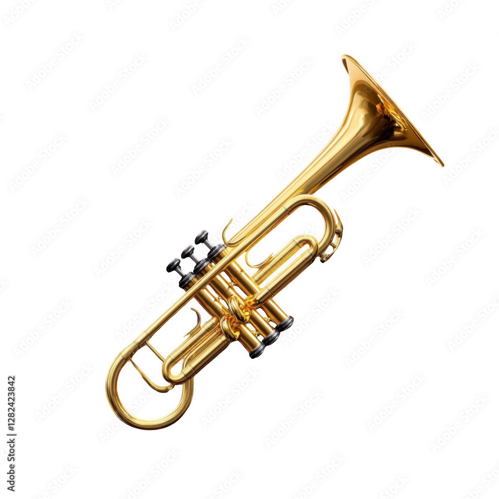 Fototapeta premium Beautiful Gold Trumpet Isolated on Black Background for Music Lovers
