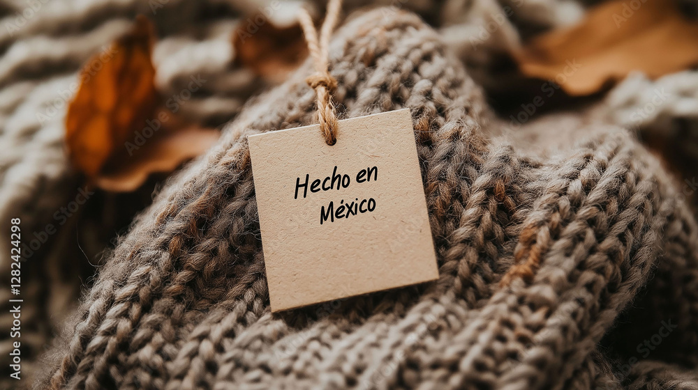 Naklejka premium Etiqueta de ropa con la frase Hecho en México