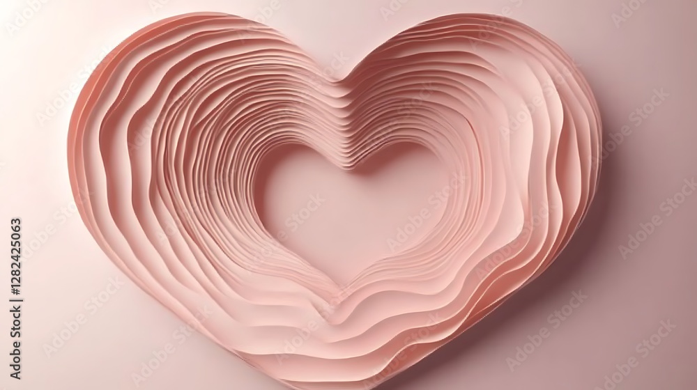 Layered Pink Paper Heart Abstract Design Layered Pink Paper Heart Abstract Design