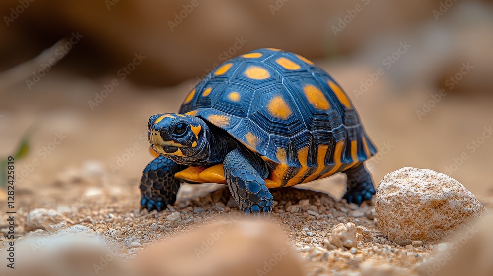 Baby tortoise on desert ground, exploring, nature, wildlife, educational, close up Baby tortoise on desert ground, exploring, nature, wildlife, educational, close up