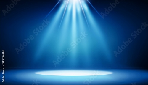 Soft blue scene spotlight with the ground stage, empty space presentation design template photo