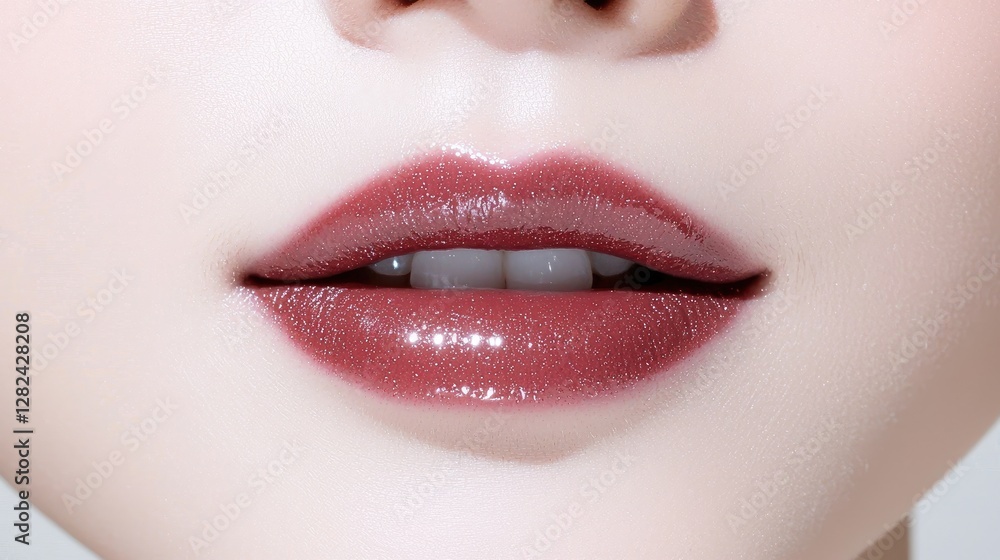 Obraz premium Close-up woman's lips with lipstick