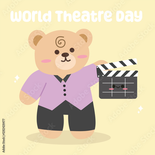 World theatre day vector design for celebration. Suitable for background, template, social media, poster, flyer design, flat illustration, banner, etc