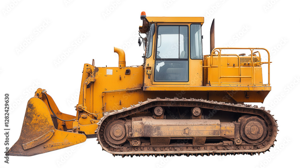 a yellow bulldozer. a heavy construction vehicle designed for earthmoving and grading tasks it features a large front blade for pushing materials and tracks for stability on uneven terrain. commonly u a yellow bulldozer. a heavy construction vehicle designed for earthmoving and grading tasks it features a large front blade for pushing materials and tracks for stability on uneven terrain. commonly u