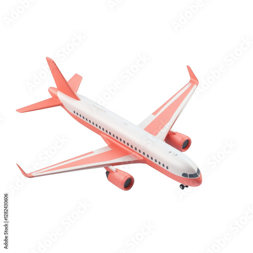Red and White Commercial Airplane Model Flying in Clear Sky