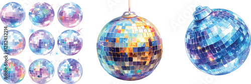disco ball watercolor clipart
