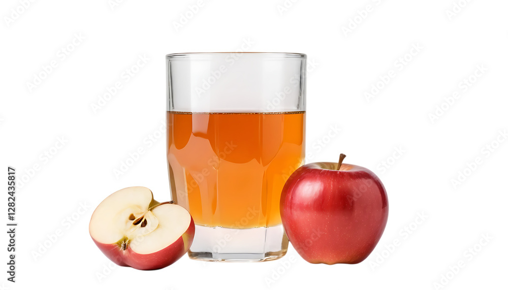 Slice of red apple and glass of apple juice png Slice of red apple and glass of apple juice png
