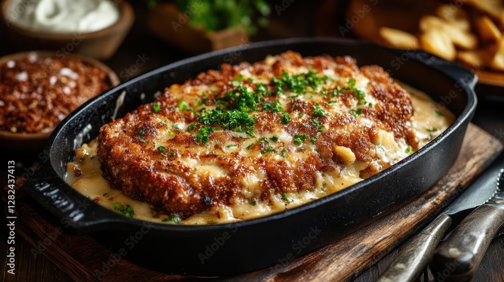 A classic comfort food dish with a crispy breadcrumb topping A classic comfort food dish with a crispy breadcrumb topping