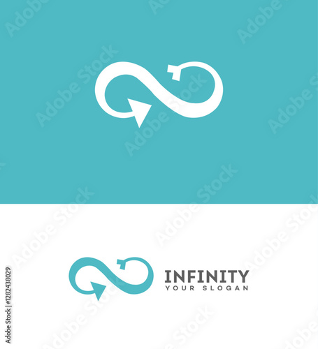 Infinity Loop Arrow Logo Design, Endless Cycle Symbol