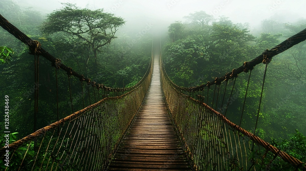 Obraz premium Misty Jungle Bridge