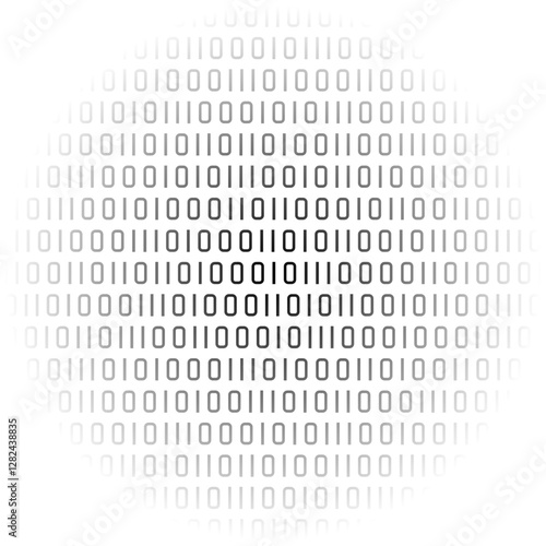 Binary code abstract pattern background with radial gradient fill and transparent backdrop
