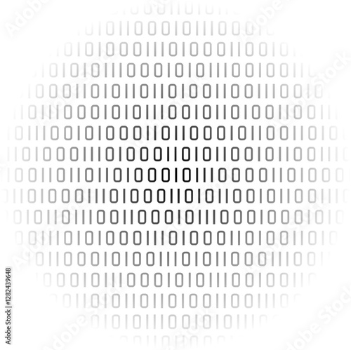 Binary code abstract pattern background with radial gradient fill and transparent backdrop
