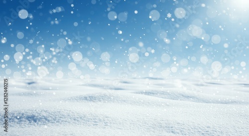 Wallpaper Mural Soft snow landscape under a bright blue sky filled with snowflakes. Torontodigital.ca